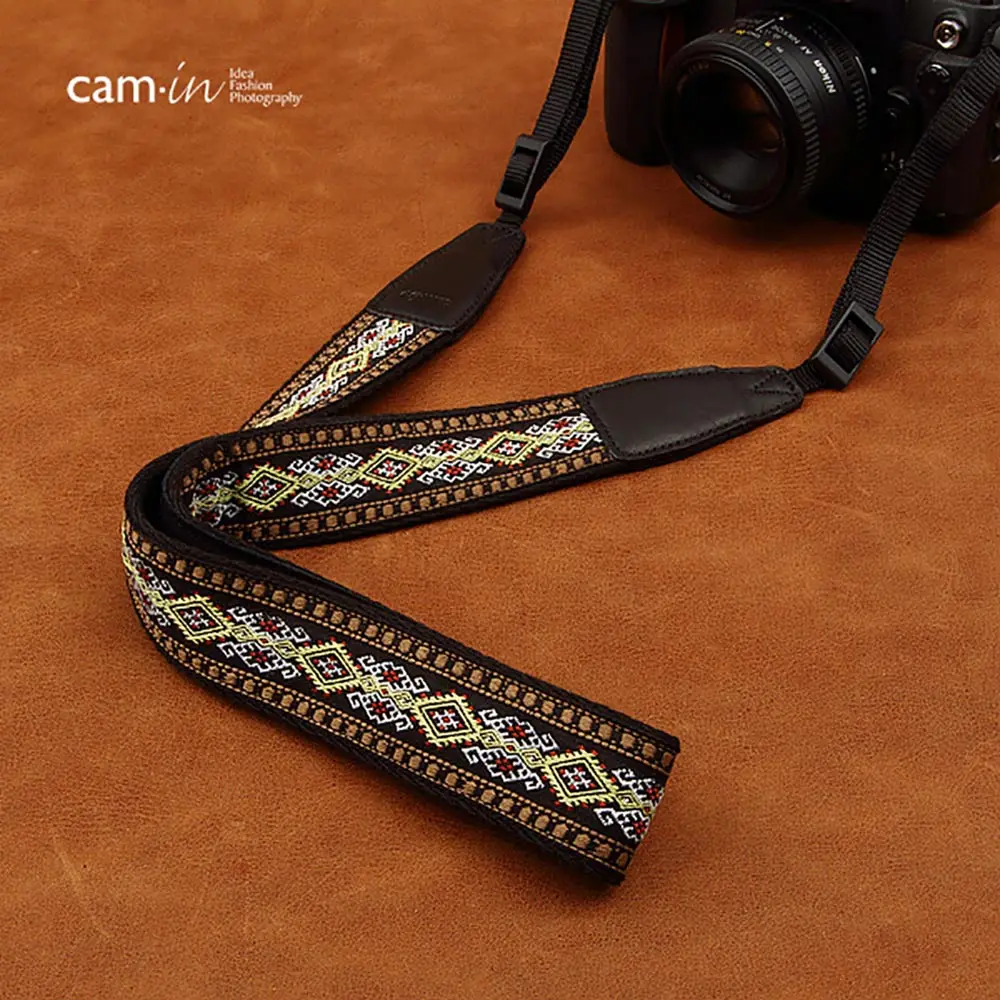 Cam-in 8424 Camera Shoulder Neck Strap Adjustable Retro Cotton Woven Ruyi Pattern Camera Strap