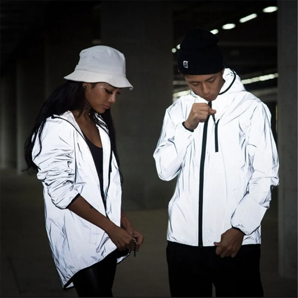 KANCOOLD новая Светоотражающая куртка для мужчин/женщин harajuku ветровка с капюшоном в стиле хип хоп Уличная Ночная блестящая куртка на молнии|Куртки| | АлиЭкспресс