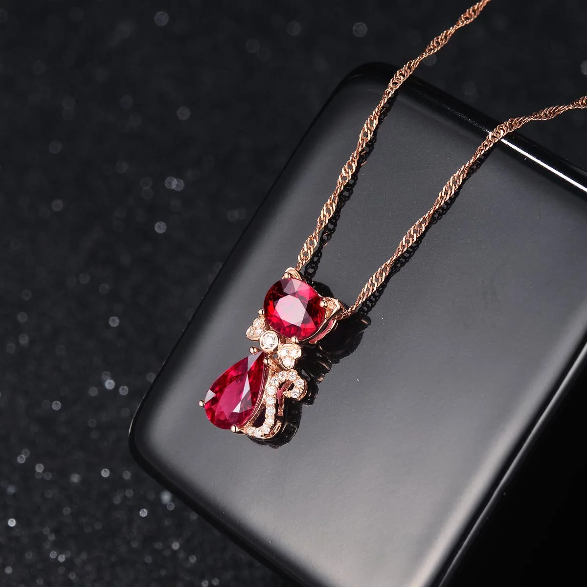PANSYSEN, милый романтический дизайн в виде кота, красный рубин, драгоценный камень, кулон, ожерелье s для женщин, амулеты, модное серебро 925, ювелирное изделие, ожерелье, подарки