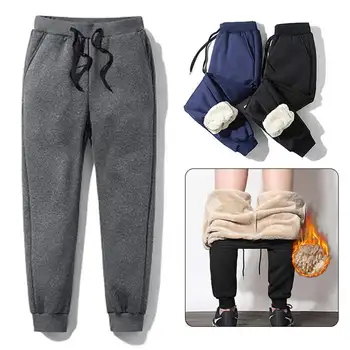 Pantalones térmicos gruesos de lana para hombre, pantalones casuales cálidos para exteriores, Joggers de invierno 1