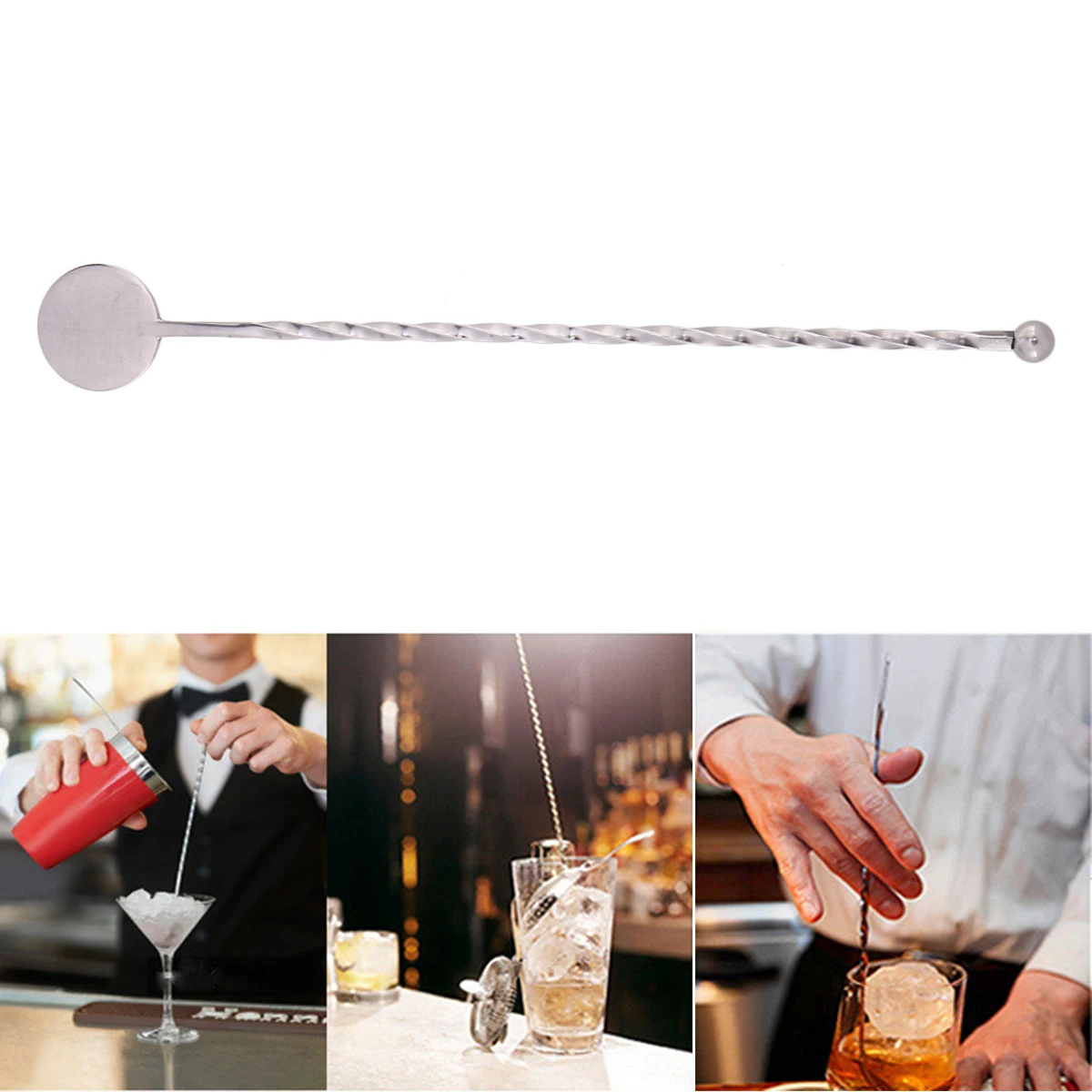 5pcs Swizzle Stick Stirring Sticks Stainless Steel Beverages Cocktail Drink Stirrer