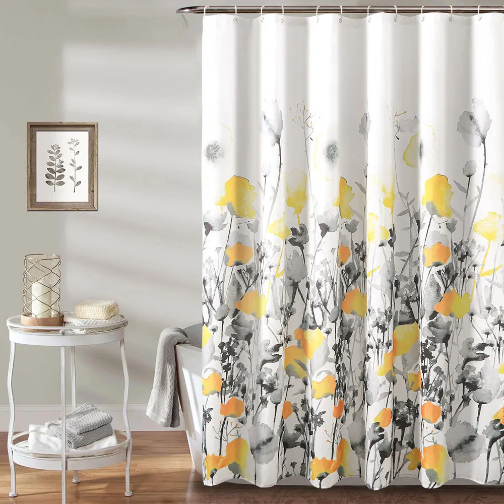 Flower Series Shower Curtain Shade Waterproof Polyester Fabric Window Curtain 