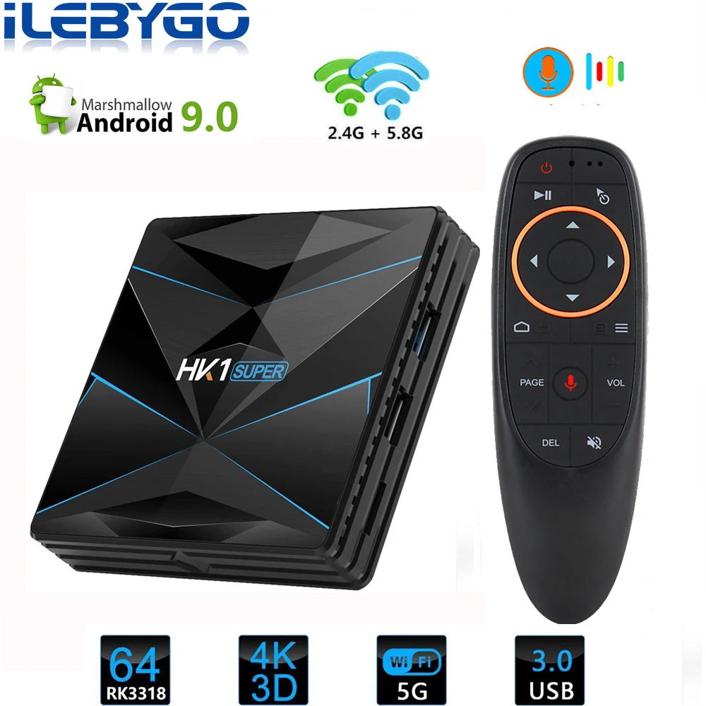 HK1 Супер смарт ТВ-бокс Android 9 0 RK3318 4G 64 Гб 2 и 5G Wifi BT4.0 1080P HD Google Player Netflix Youtube медиаплеер