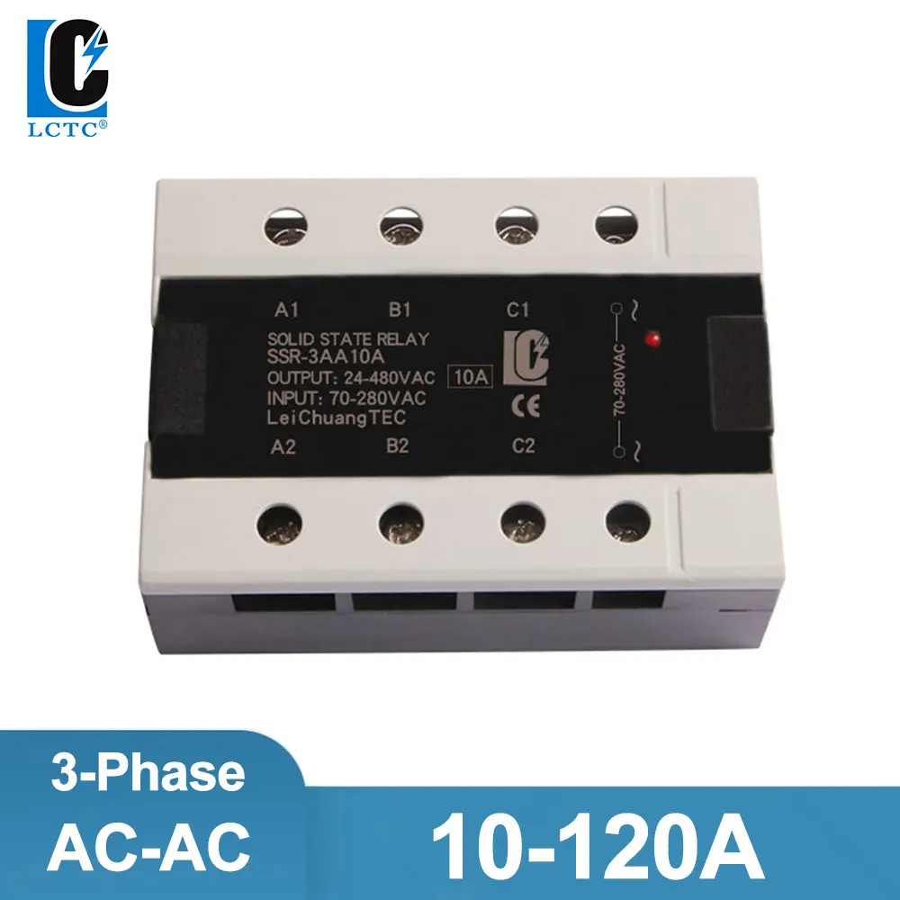 Трехфазное твердотельное реле LC SSR 10AA 25AA 40AA 60AA 80AA 100AA 120AA 70-280 В переменного тока 24-480