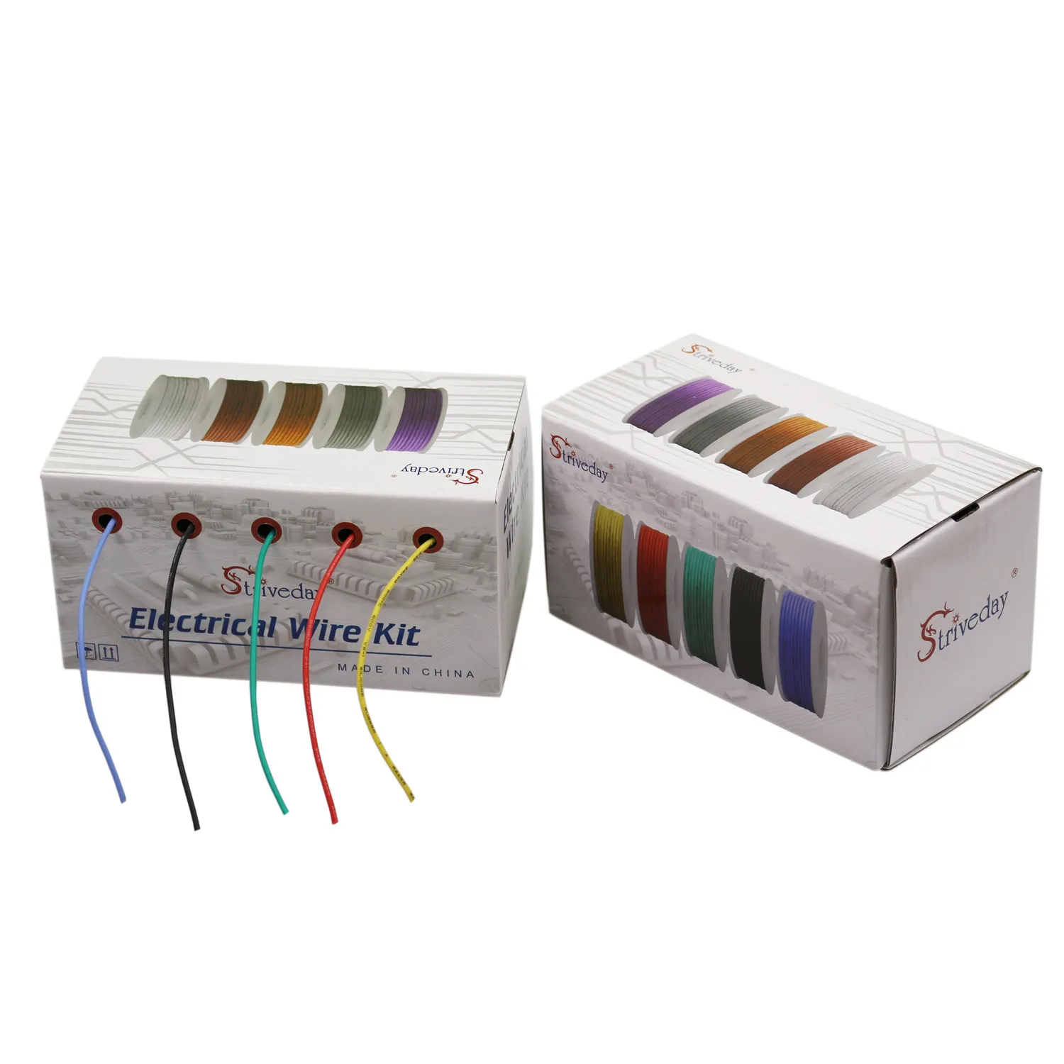 18 20 22 24 26 28 30 AWG silicone wire 5 color box 1 / box 2 electronic stranded wire conductor to internal wiring cable DIY