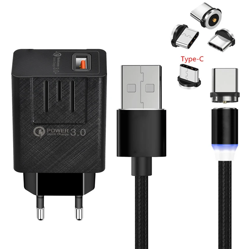 Магнитный USB кабель типа C для быстрой зарядки Huawei Y5 Y6 Y7 Pro Y9 2018 2019 P Smart Plus Z P30 P20 QC 3 0