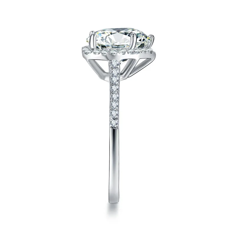 Микро-инкрустированное обручальное кольцо из стерлингового серебра 3.0ct в форме сердца основной камень Обручальное кольцо