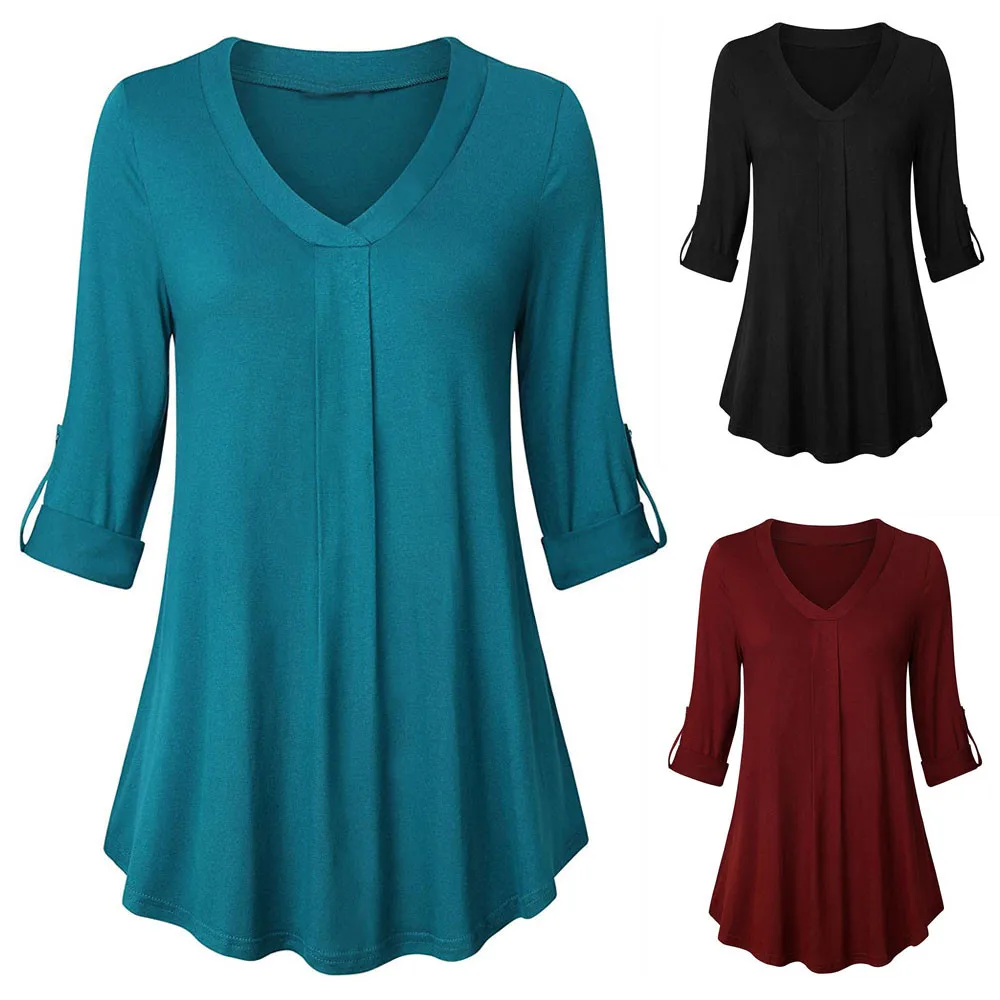 Женская футболка с длинным рукавом одноцветная на пуговицах повседневные