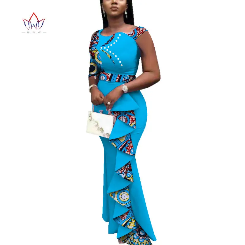 Летние африканские платья для женщин Дашики женские африканские принты длиной до щиколотки Длинные платья размера плюс натуральные 6xl WY3685 - Цвет: 19