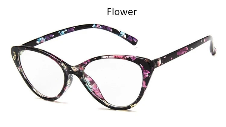 Flower Сексуальная кошачий глаз Blu ray оправа, новые модные женские очки, оправа, брендовая дизайнерская оптическая оправа для очков, винтажные круглые прозрачные очки - Цвет оправы: Flower