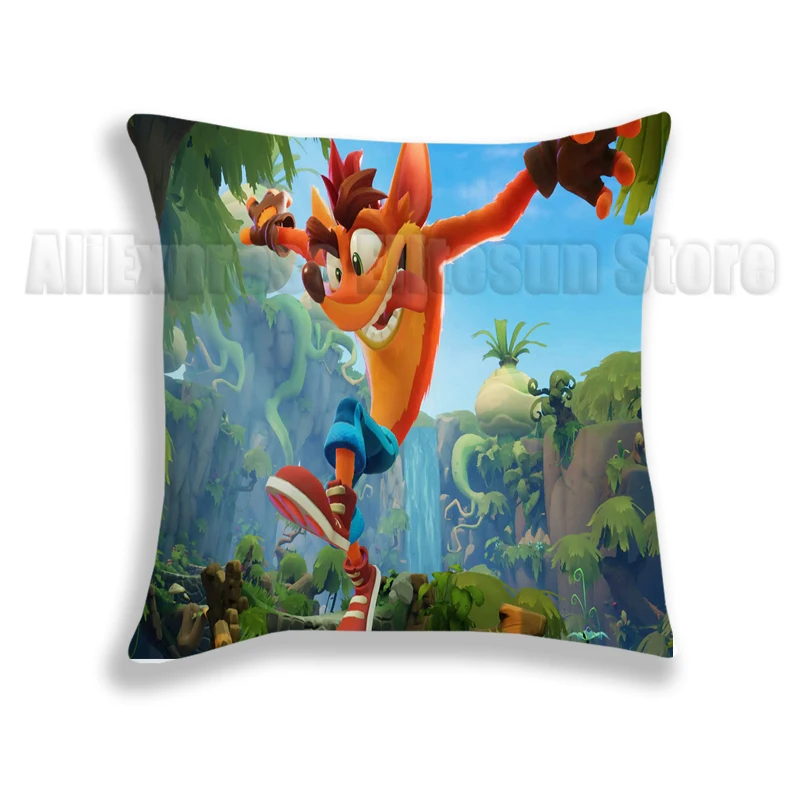 Crash Bandicoot On the Run! Pillow Case Crash Cushion Cover 45*45cm Polyester Pillow Cover Home Decorative No Pillow Insert 4