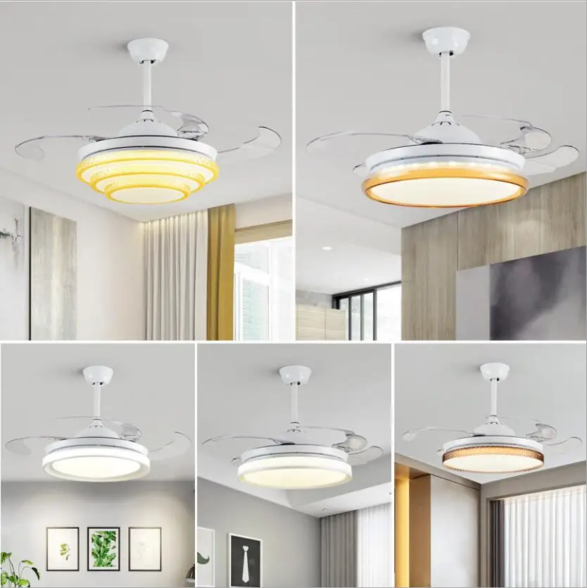 

Simple Modern Invisible Ceiling Fan Lamp Energysaving Ceiling Fans With Lights 42 Inch Led Living Dining Room Bedroom Lighting