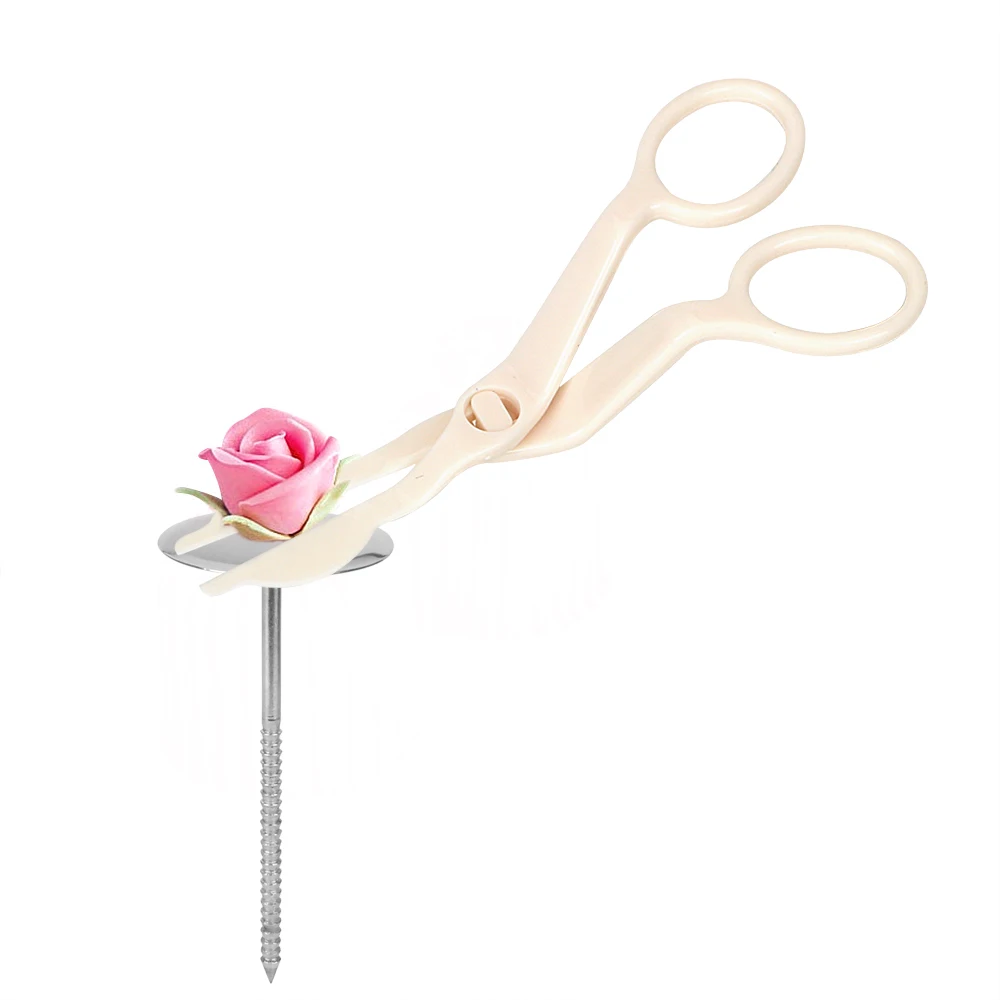 NICEYARD Cake Plastic Scissors for Cream Flower Transfer Stainless Steel Piping Nail Bakeware DIY Cake Decorating Tool Set 1set