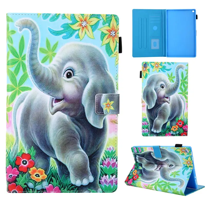 Чехол для Amazon Kindle Fire HD 10 7th Gen Smart Cover для Fire HD 10 5th Funda Tablet с милым принтом кота, подставка - Цвет: Q030