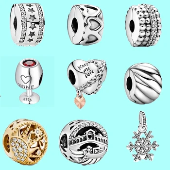 

2020 new Original 925 Sterling Silver Charms Fit Pandora Charm Bracelets Fashion Jewelry DIY Band of Hearts Clip Charm Beads
