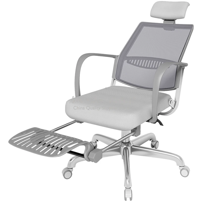  Home Reclining Computer Chair Office Boss Chair Steel Feet Adjustable Chair Mesh Cloth with Footres