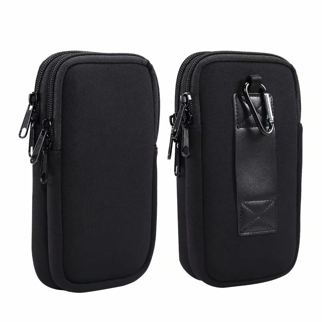 Dual Pouch Neoprene Phone Belt Clip Case Holder - Man Tool Waist Bag