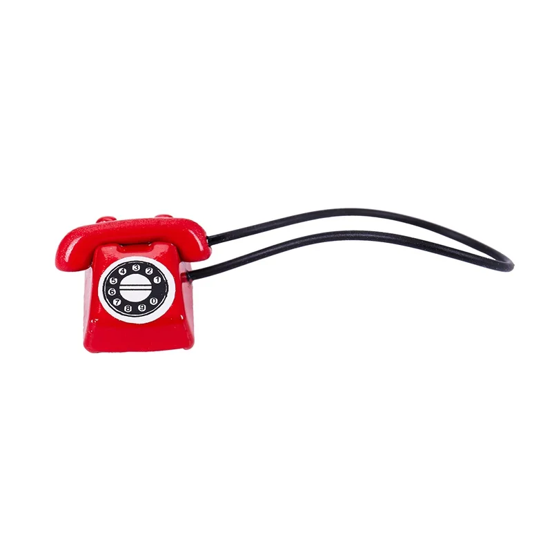 Hot-1:12 Dollhouse Miniature Old fashioned Vintage Phone Telephone Red Hot-1:12 Dollhouse Miniature Old fashioned Vintage Phone Telephone Red