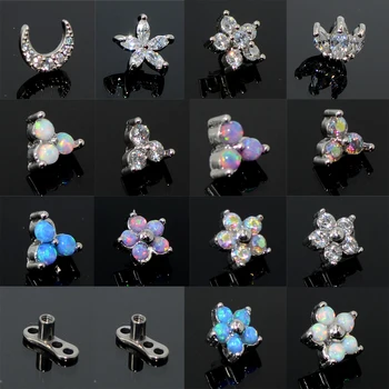 

1pc G23 Titanium Micro Dermal Opal Gem Micro Dermal Anchor Crystal Top Dermal Piercings Surface Piercing 14G Body Jewelry