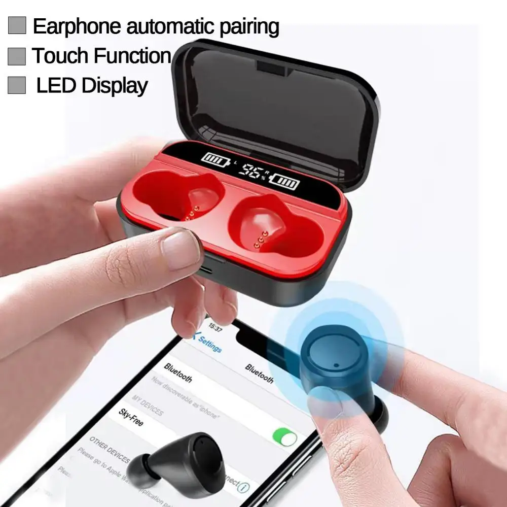 X5 TWS bluetooth 5.0 Wireless Earphone LED Digital Display 9D HD Stereo 800mAh Large Capacity Sport Headset For All Smart phones