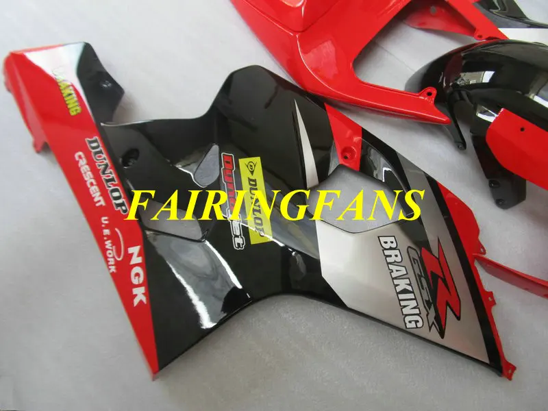 Литьевая форма Обтекатель тела комплект для GSXR600 750 K4 04 05 GSXR 600 GSXR750 2004 2005 Красный Черный Обтекатели кузова+ подарки SE70