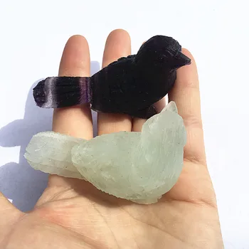 

Hand Carved Rainbow fluorite bird Rock crystal figurine stone Animal Bird statue