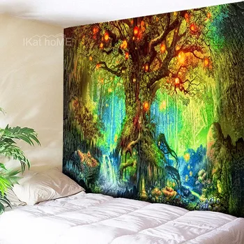 

Anime Tapestry Boho Nature Trees Wall Hanging Psychedelic Bohemian Decorate Mandala Tapestry For Home Living Room Bedroom Office