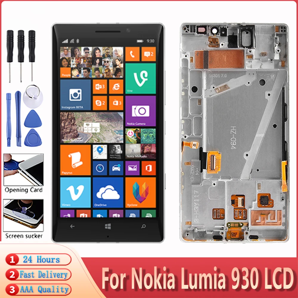 ЖК-дисплей 5 0 дюйма для Nokia Lumia 930 AMOLED дигитайзер сенсорного экрана в сборе с рамкой