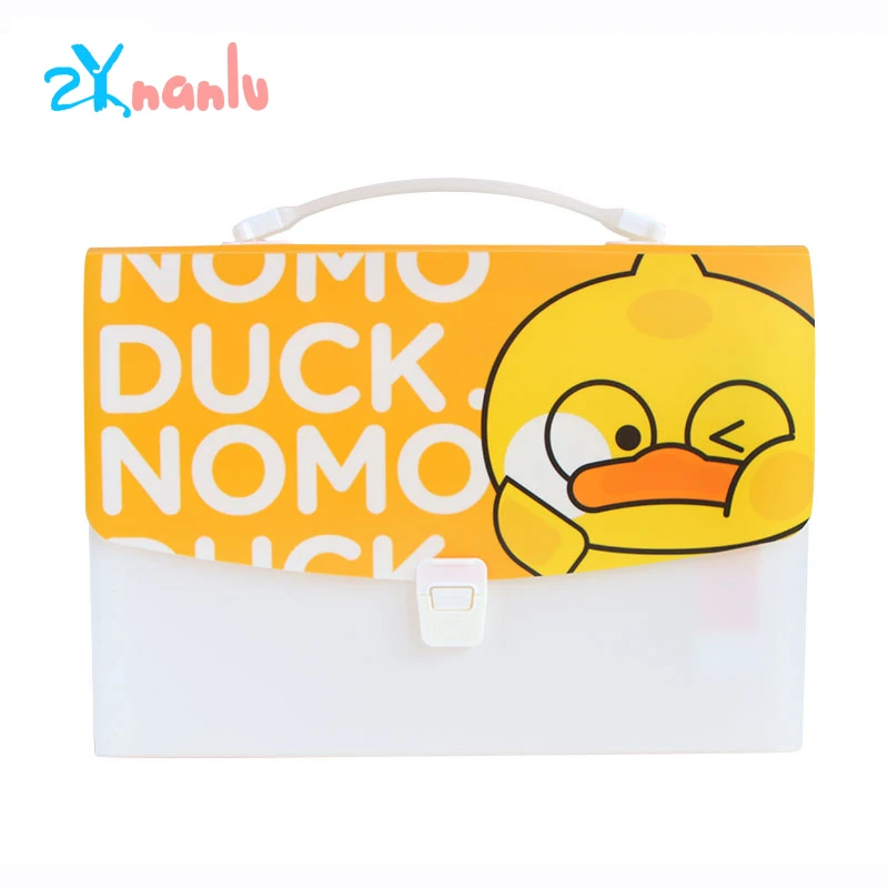 

Cartoon Cute Yellow Ducks High Capacity 13 Pockets Portable Expanding Wallet File Folder PP Storage Bag Office Supply Stationery
