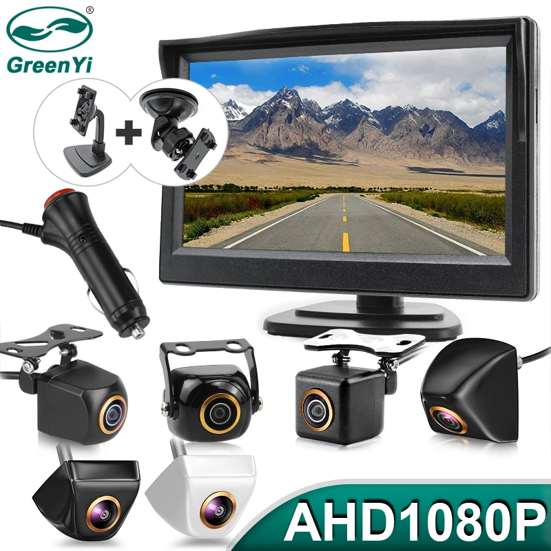 GreenYi 5-дюймовый автомобильный монитор AHD для 1080P высокой четкости 170 градусов