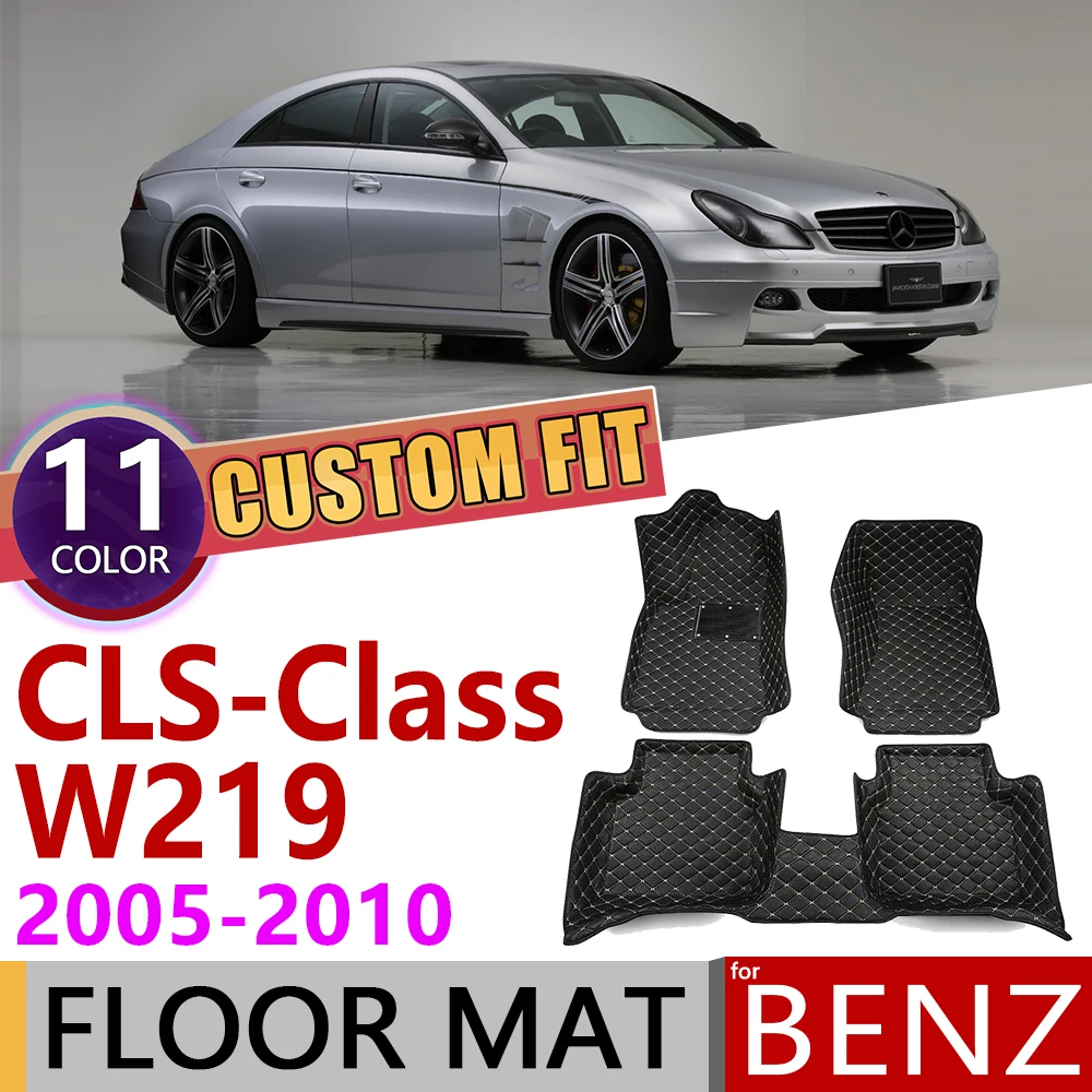 Кожаные автомобильные коврики на заказ для Mercedes Benz CLS Class W219 2005~ 2010 Вт 219 5 мест, коврик для ног, аксессуары для ковров 300 350 500