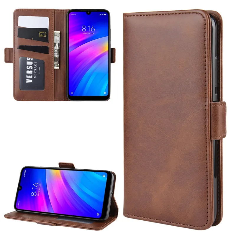 Коричневый Чехол для Xiaomi redmi 7, откидная крышка Кожанный чехол для Xiaomi redmi 7, высококачественный чехол-кошелек для Xiaomi redmi Y3 с держателем для карт - Цвет: Коричневый