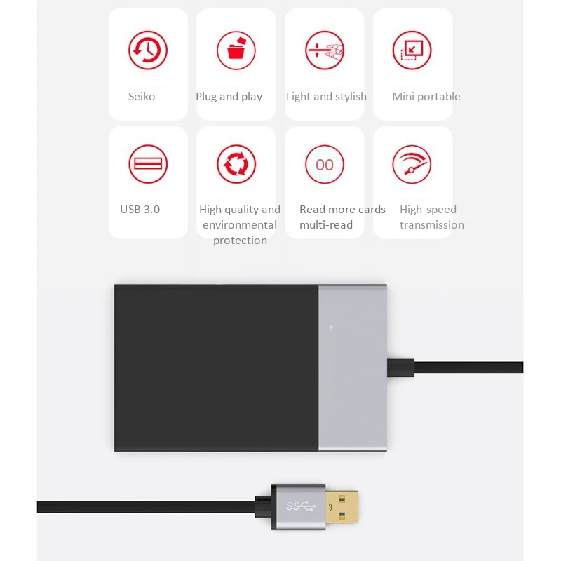 6 в 1 мульти-кард-ридер оболочка ПВХ провод 2 порта концентратор USB 3,0 к XQD/TF/Безопасный считыватель цифровых карт