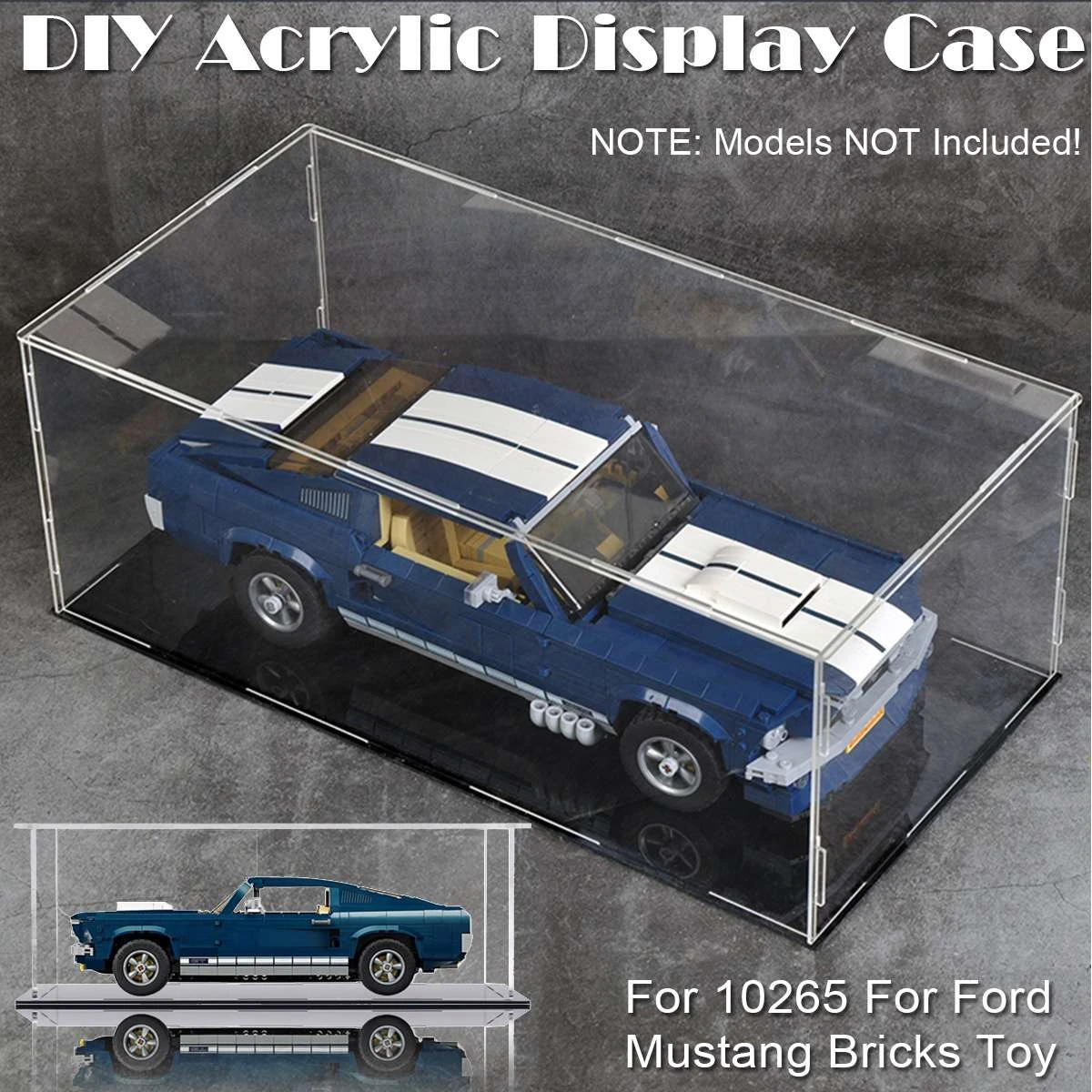 DIY Acrylic Display Case Self Install Clear Cube Display Box Dustproof  ShowCase For LEGO 10265 For Ford Mustang Bricks Toy|Model Accessories| -  AliExpress