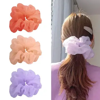 

Women Elastic Rope Ponytail Holder Solid Color Tulle Hair Tie Hair Rope Scrunchy Hair Accessory аксессуары