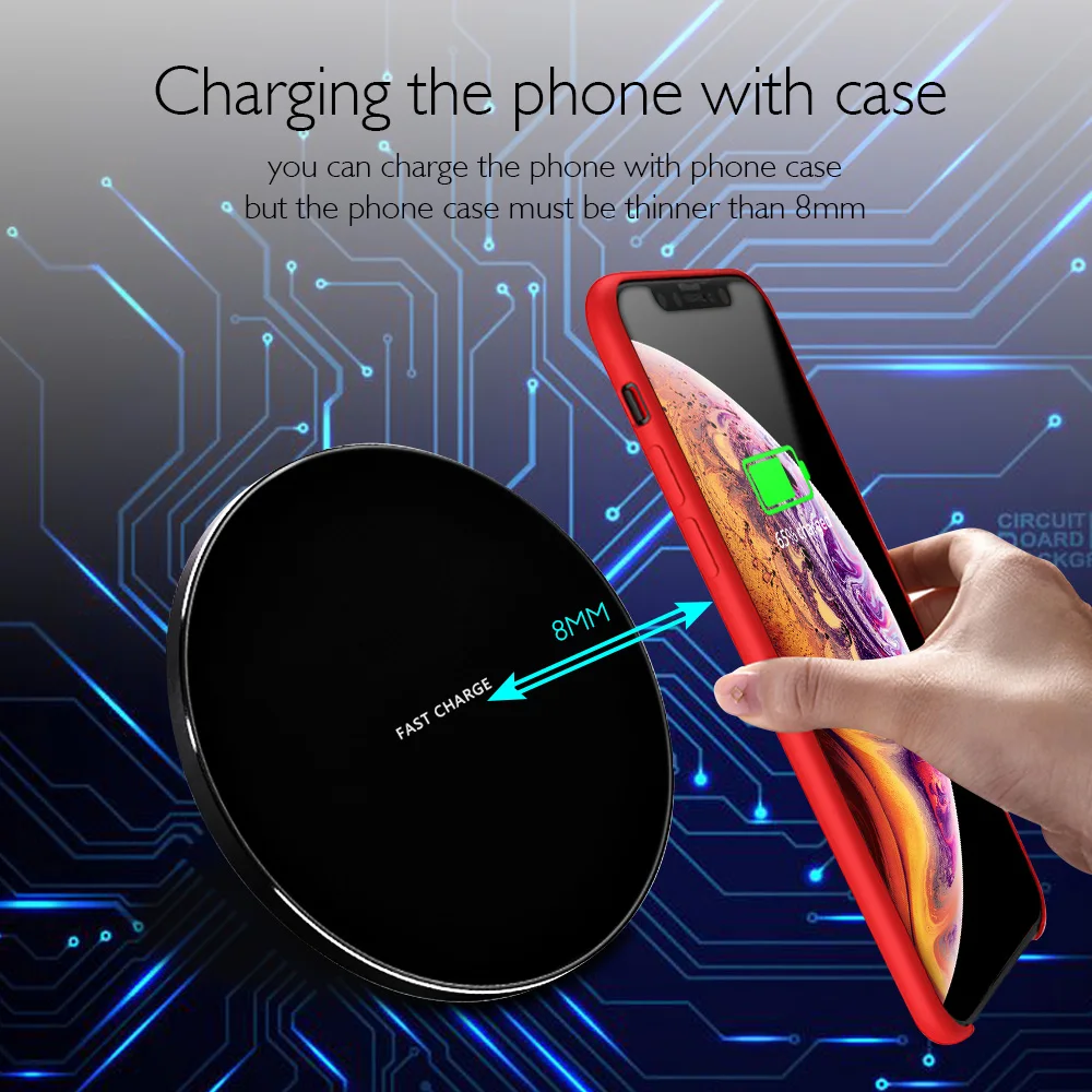 15 Вт Быстрое беспроводное зарядное устройство QI для samsung Note 10 S10 Plus huawei P30 Pro Xiaomi Mi9 iPhone XR X XS Max 8 Индукционная зарядка
