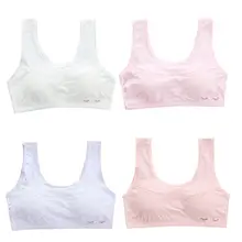 Хлопковый бюстгальтер для девочек; детское Спортивное нижнее белье без косточек для маленьких девочек; укороченные топы для детей 8-14 лет; D08C
