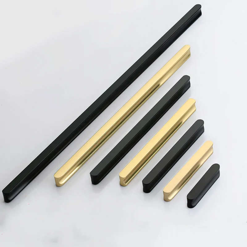 

JD Modern Golden Wardrobe Handle Aluminum Profile Wine Cabinet Door Handle Drawer Black Lengthened Handle Furniture Hardware