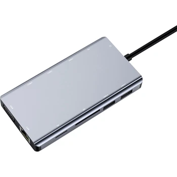 

Type C USB Hub Adapter 11 in 1 USB3.0/2.0 4K HDMI SD /TF Card Reader Docking Station PD Fast Charge HUB