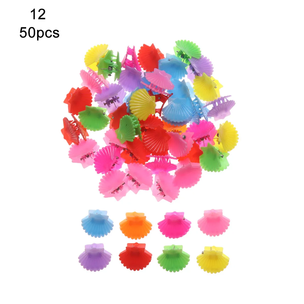 50pcs-shell 50/100 шт., с изображением милой бабочки Заколки для волос цветок заколки для волос для маленьких детей коготь заколки Смешанные Цвет мини заколки для волос аксессуары для волос - Цвет: 50pcs-shell