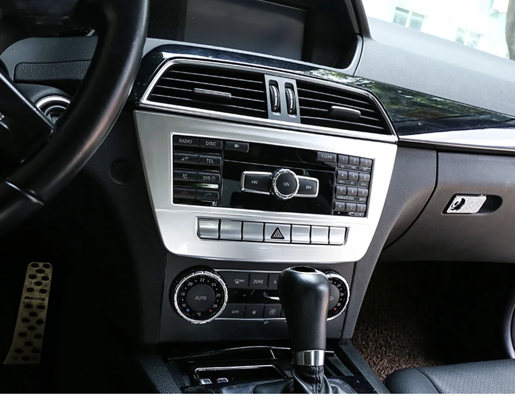 Для Benz C Class W204 2010- хромированные автомобильные аксессуары кондиционер воздуха с центральным управлением Кнопка CD декоративная рамка накладка