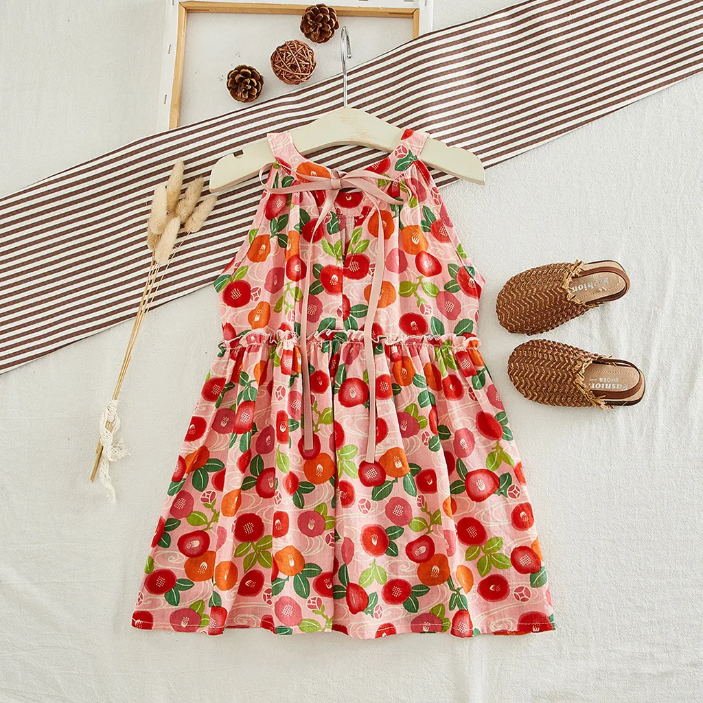 Girl Dress Toddler Kids Girls Floral Flowers Print Dress Princess Dresses Clothes Spring Summer Dresses for Girls #C