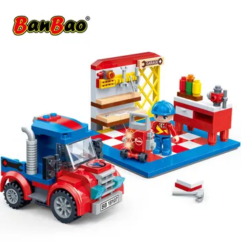 

BanBao Maintenance Service Pull Back Car Racing Vehicle Bricks Educational Building Blocks For Kids Children Model Toys 8635