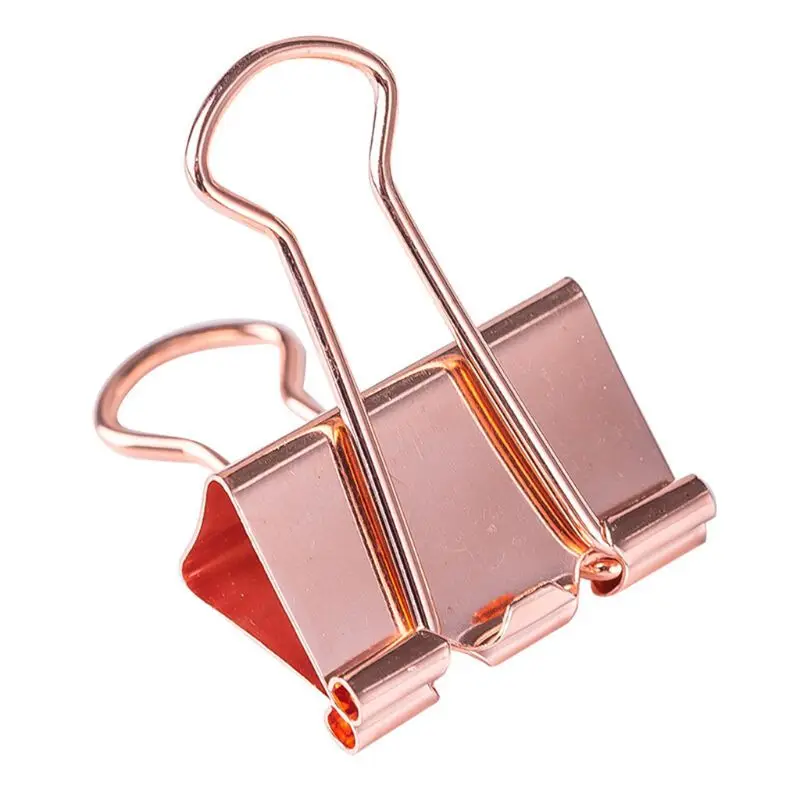 12pcs Binder Clips Rose Gold Paper Clip Clamp Document Photo Ticket Holder Tool School Office Supplies C26
