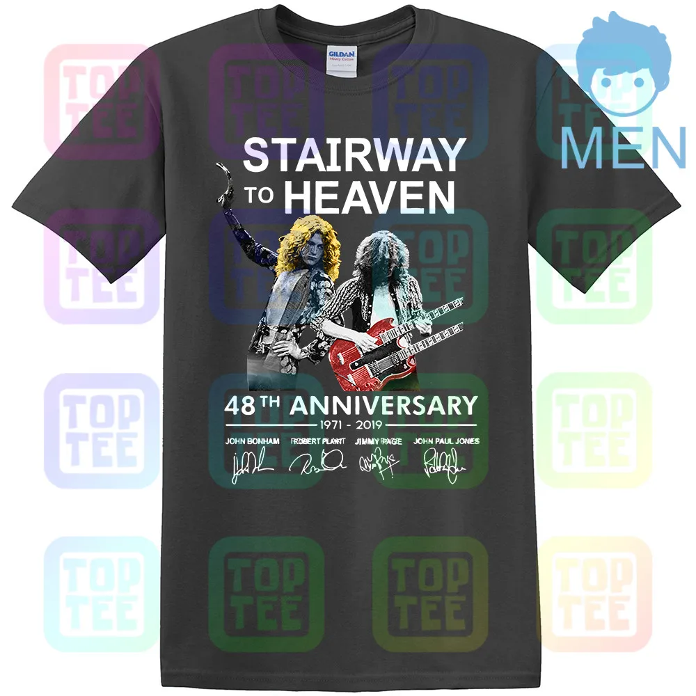 Led Zeppelin Stairway To Heaven 48Th юбилей футболка черный хлопок Мужская Уличная размеры S-3Xl - Цвет: MEN-DARK GRAY