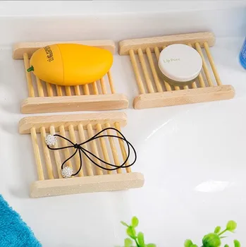 

Japanese Style Simple Soap Dish Wooden Shelf Soap Box Soap Holder Tray Bathroom Anti-slip Soap Tray Sponge Water Draining
