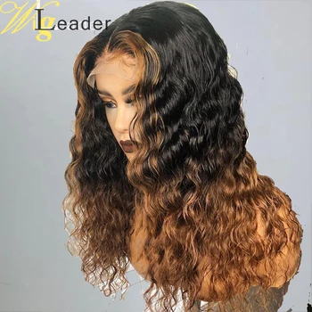 

Wigleader Highlight Ombre Remy Human Hair Curly Lace Front Wig Preplucked Glueless Lace Frontal Wigs with Baby Hair Curly Wigs