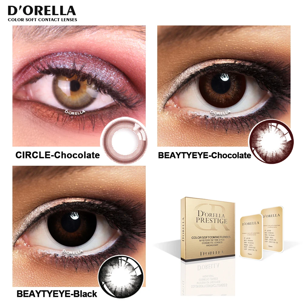 D orella-lentillas de colores circulares, lentes de contacto para cosméticos para ojos, 1 par (2 uds.)