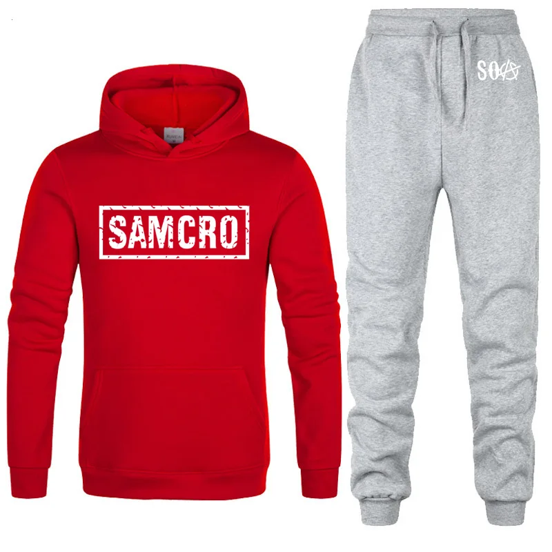 SOA Sons of anarchy/Детские модные толстовки с капюшоном с принтом «SAMCRO» Мужская Флисовая теплая толстовка мужские толстовки с капюшоном в стиле хип-хоп, штаны, костюм из 2 предметов