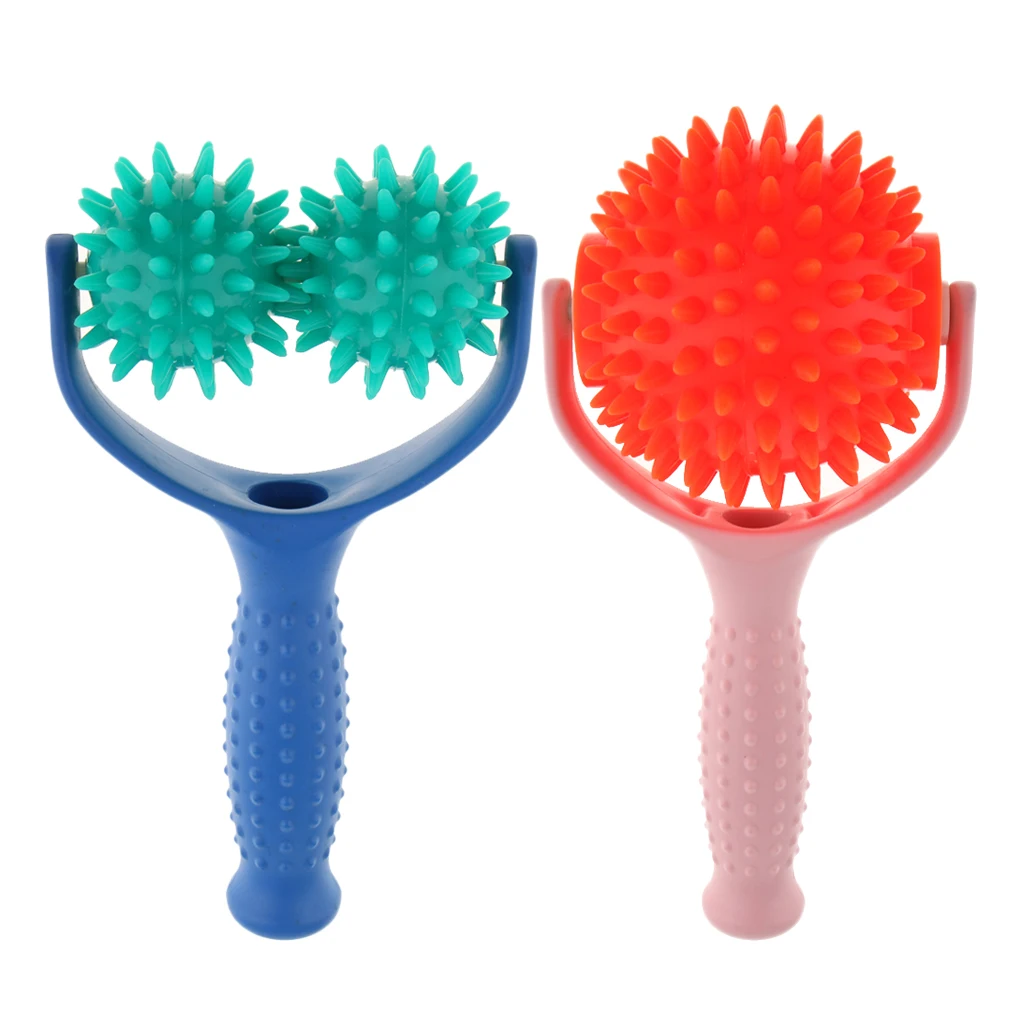 2pcs Handheld Acupuncture Body Relaxation Spiky Massage Rolling Ball Massager Muscle Relax for Body Face Leg Hand Massage Tool